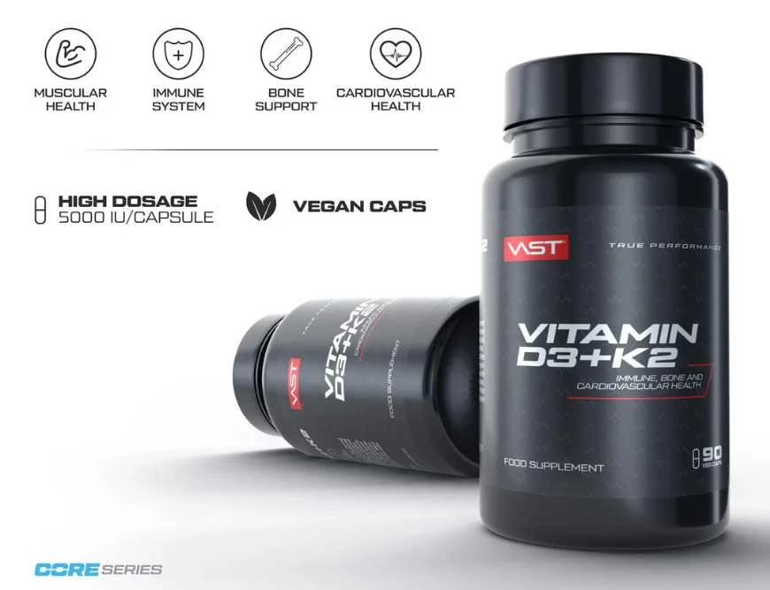 Vast Sports VAST Vitamin D3+K2 120 kaps. 5000iu