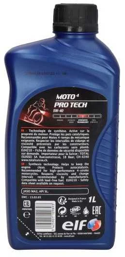 Alyva motociklams ELF MOTO 4 PRO TECH 5W40, 1L