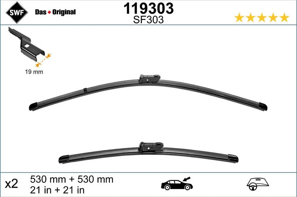 SWF Valytuvai VISIOFLEX Flat 530/530 mm 2 vnt.