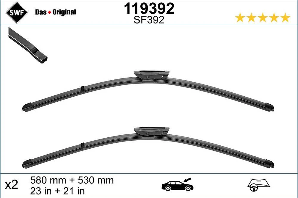 SWF Valytuvai VISIOFLEX Flat 580/530 mm 2 vnt.