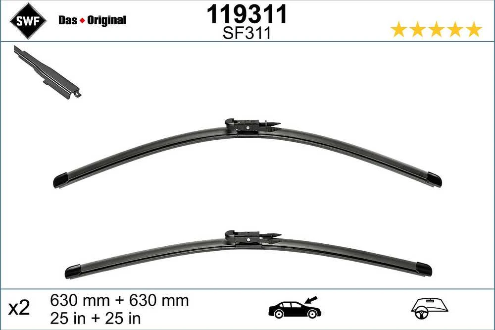 SWF Valytuvai VISIOFLEX Flat 630/630 mm 2 vnt.