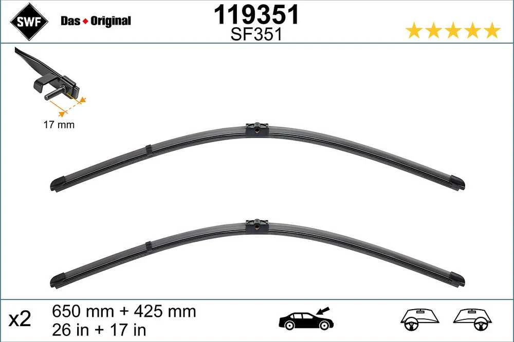 SWF Valytuvai VISIOFLEX Flat 650/425 mm 2 vnt.