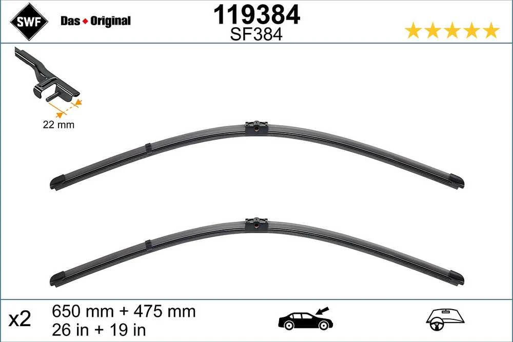 SWF Valytuvai VISIOFLEX 650/475 mm 2 vnt.