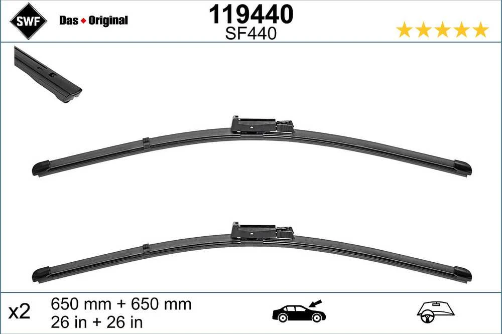 SWF Valytuvai VISIOFLEX Flat 650/650 mm 2 vnt.