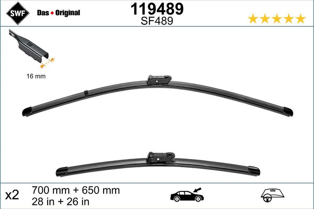 SWF Valytuvai VISIOFLEX Flat 700/650 mm 2 vnt.