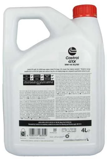 Variklinė alyva Castrol GTX 15W40, 4L