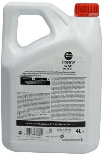 Variklinė alyva Castrol GTX 5W30 C4, 4L