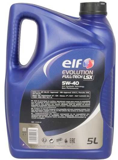 Variklio alyva ELF Evolution Fulltech LSX 5W40, 5L