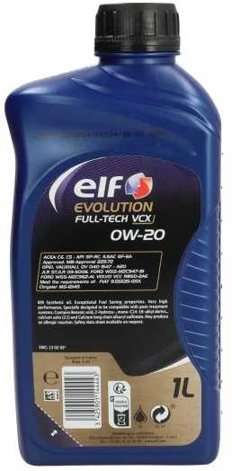 Variklio alyva ELF Evolution Fulltech VCX 0W20, 1L