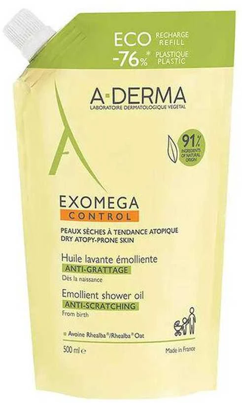 A-Derma Exomega Control Emollient Cleansing Oil Refill dušo aliejaus papildymas, 500 ml