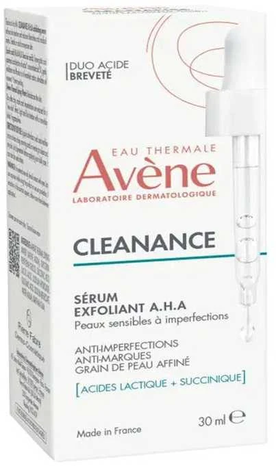 Avène Cleanance A.H.A. Anti-Perfection Exfoliating Serum šveičiantis serumas jautriai, spuoguotai veido odai, 30 ml