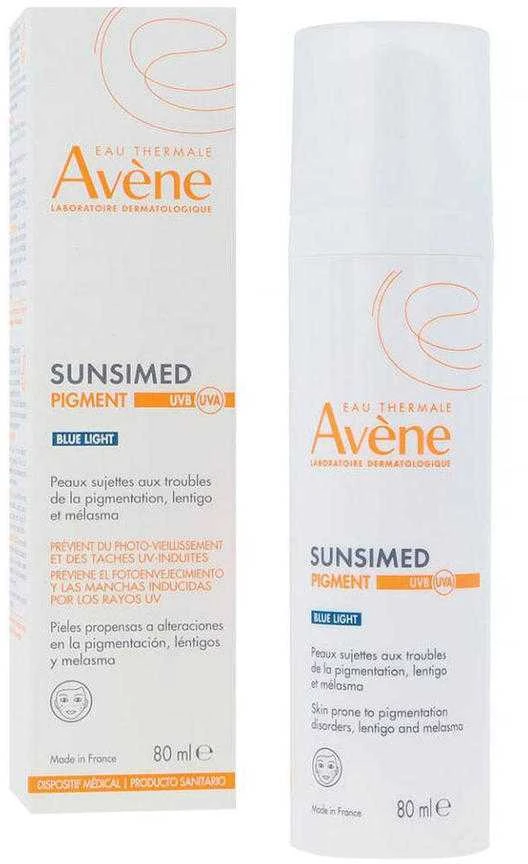 Avene Sun Sunsimed Pigment Mėlyna Light UVB / UVA apsauginė priemonė veidui ir kūnui, 80 ml