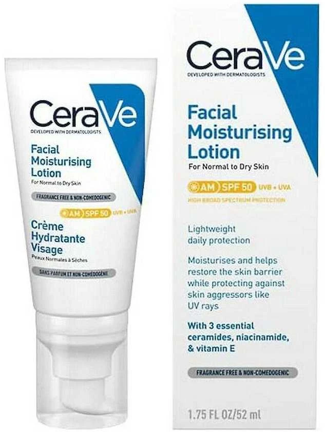 Drėkinamasis losjonas veidui Cerave Facial Moisturising Lotion SPF50, 52 ml