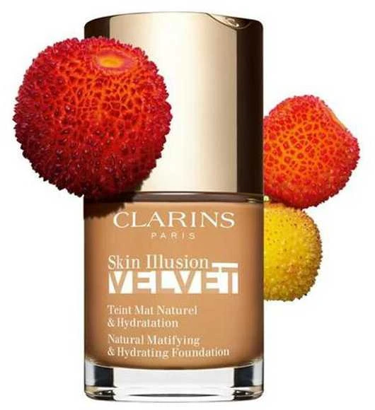 „Clarins Skin Illusion Velvet“ (natūralus matinį efektą suteikiantis ir drėkinamasis makiažo pagrindas), 30 ml, 114N