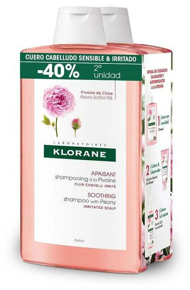 Klorane DUPLO Peony Šampūnas šampūnas, 2 x 400 ml