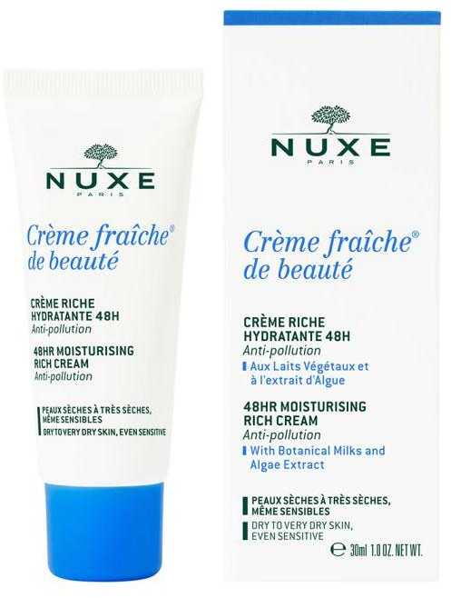 NUXE 48 val. drėkinantis tirštos konsistencijos kremas sausai ir labai sausai odai „Crème Fraîche® de Beauté 48H Moisturizing rich cream for dry skin“, 30 ml