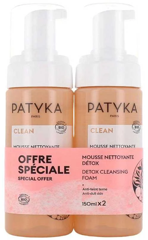 detoksikuojančios prausimosi putos Patyka Mousse Nettoyante Detox 2x 150ml