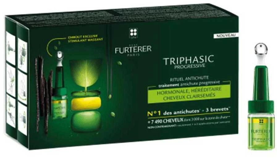 produktas Skirtas progresuojančiam plaukų slinkimui René Furterer Triphasic Progressive 8x5,5ml