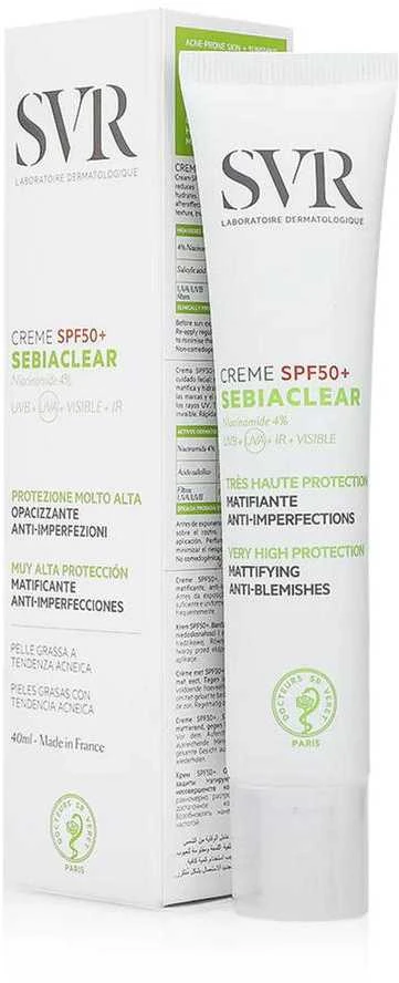Svr Sebiaclear kremas nuo aknės mišriai ir riebiai odai Spf50 40ml