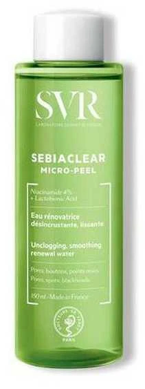 SVR Sebiaclean Micro-Peel atkimštų, lyginamųjų ir atnaujinančių spuogų valiklis Vanduo, 150 ml
