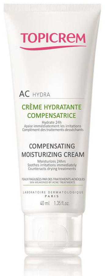 Topicrem AC Compensating Moisturizing Kreminis drėkinamasis veido kremas po aknės, 40 ml