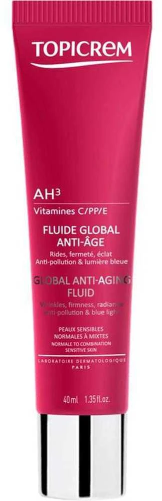 Topicrem AH3 Global Anti-Aging Fluid senėjimą stabdanti veido priežiūros priemonė, 40 ml