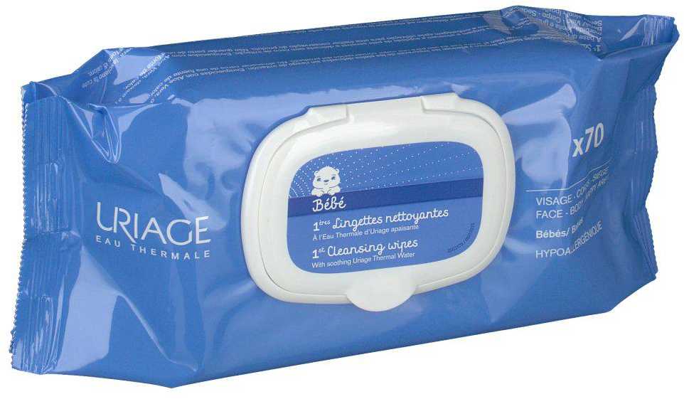 Uriage Bébé Lingettes Nettoyantes Cleansing Wipes drėgnos servetėlės vaikams, 70 vnt.