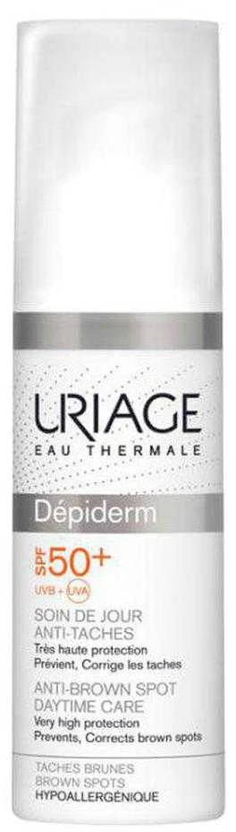"Uriage" Odos kremas nuo pigmentinių dėmių SPF 50+ "Depiderm" (dieninė priežiūra nuo tamsių dėmių) 30 ml