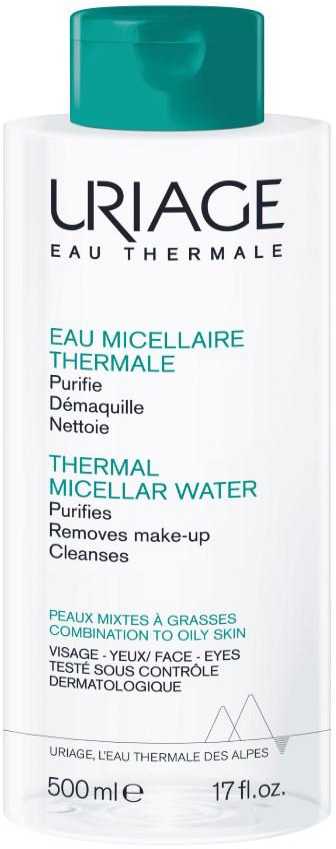 Uriage Thermal Vanduo Purifying Micellar Vanduo micelinis vanduo mišriai ir riebiai odai, 500 ml