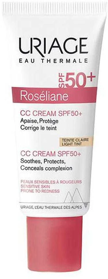 Uriage Roseliane CC Kreminis SPF50+ apsauginis CC veido kremas jautriai / į paraudimą linkusiai odai, atspalvis: Light, 40 ml
