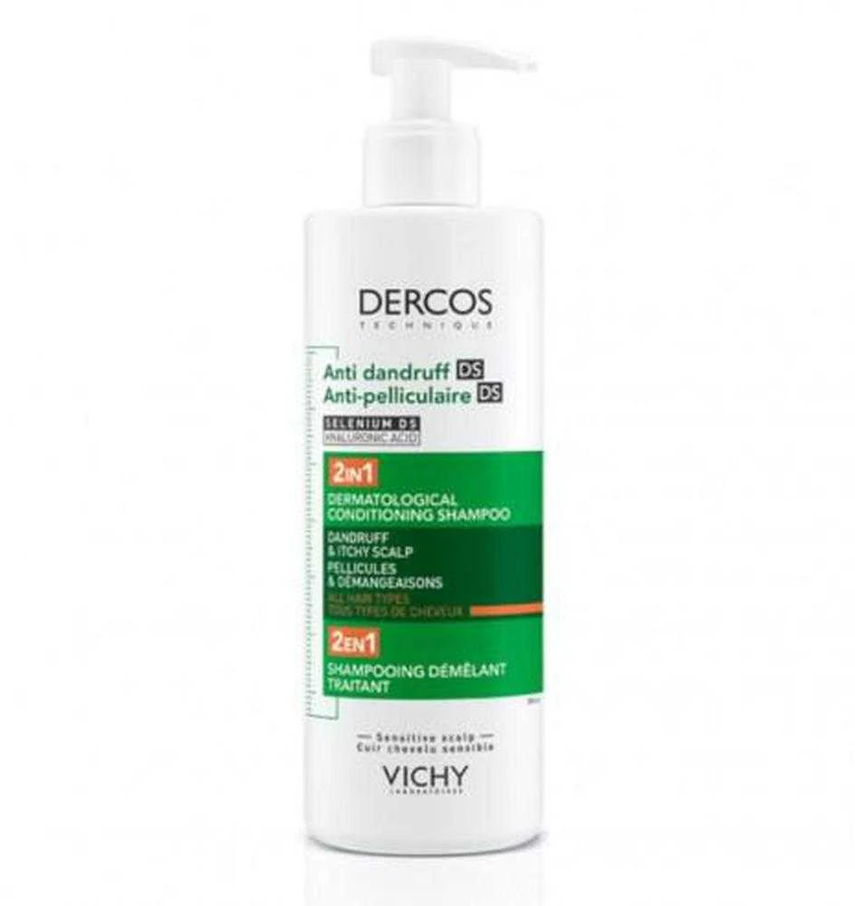 Vichy Dercos Nuo pleiskanų 2 in 1 Šampūnas + Conditioner šampūnas–kondicionierius pleiskanojančiai galvos odai, 390 ml