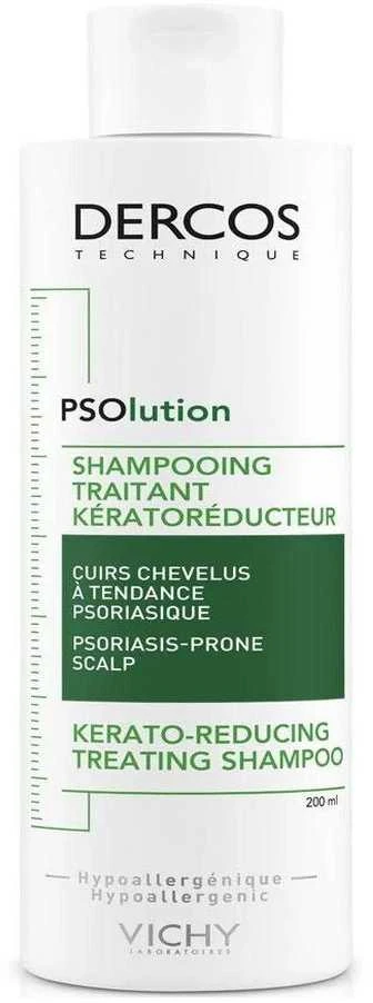 Plaukų šampūnas psoriazės pažeistai odai Vichy Dercos Psolution Shampoo Kerato-reducing Treatment, 200 ml