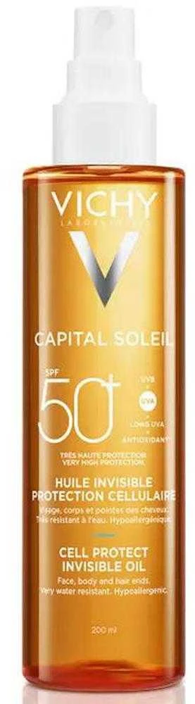 Vichy Purškiamas nematomas aliejus įdegiui SPF 50+ Capital Soleil (Cell Protect Invisible Oil) 200 ml