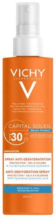 "Vichy Capital Soleil Invisible Fluid Purškiklis Spf30 apsauga nuo saulės veidui ir kūnui atspari vandeniui 200ml