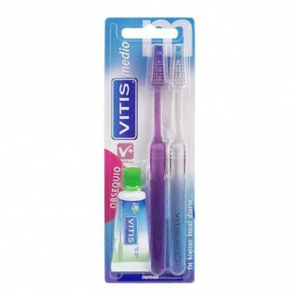 "Vitis DUPLO" vidutinio dydžio šepetėlis + priešnuodžiai 15ml