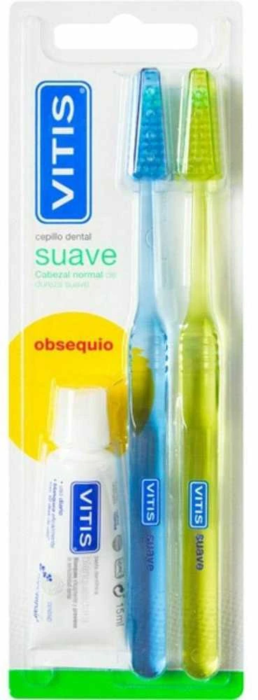 "Vitis DUPLO" minkštas dantų šepetėlis + pasta 15ml