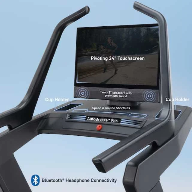 NordicTrack X24 valdymo pultas ir 24 colių ekranas
