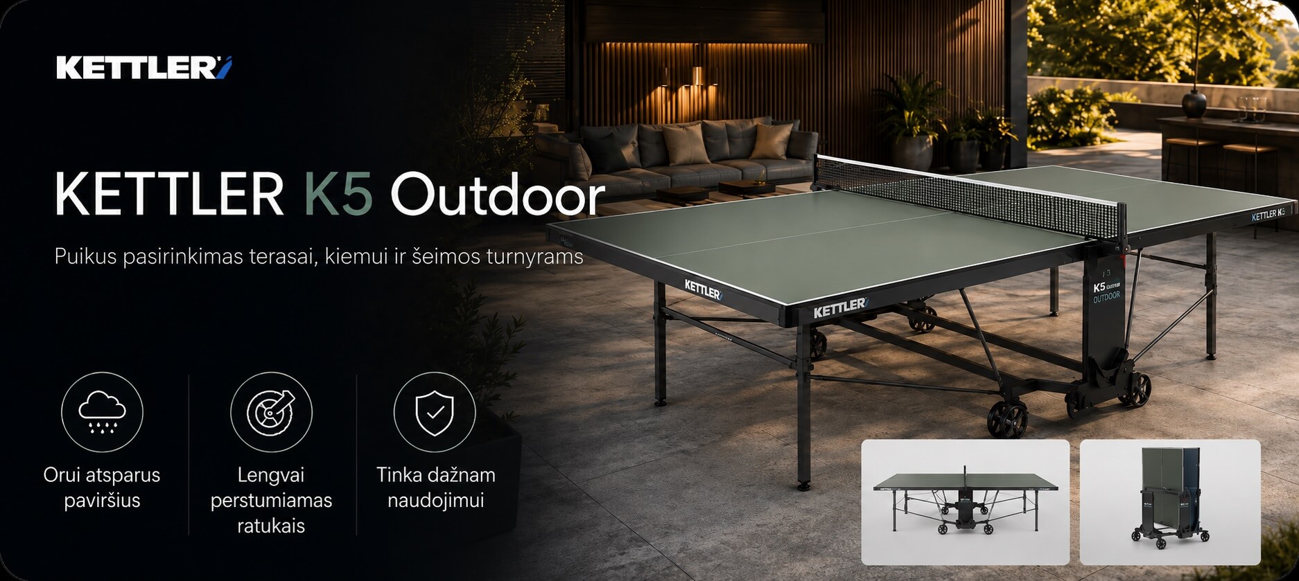 Teniso stalas outdoor 5mm KETTLER K5 aprašymas - Prekės nuotrauka