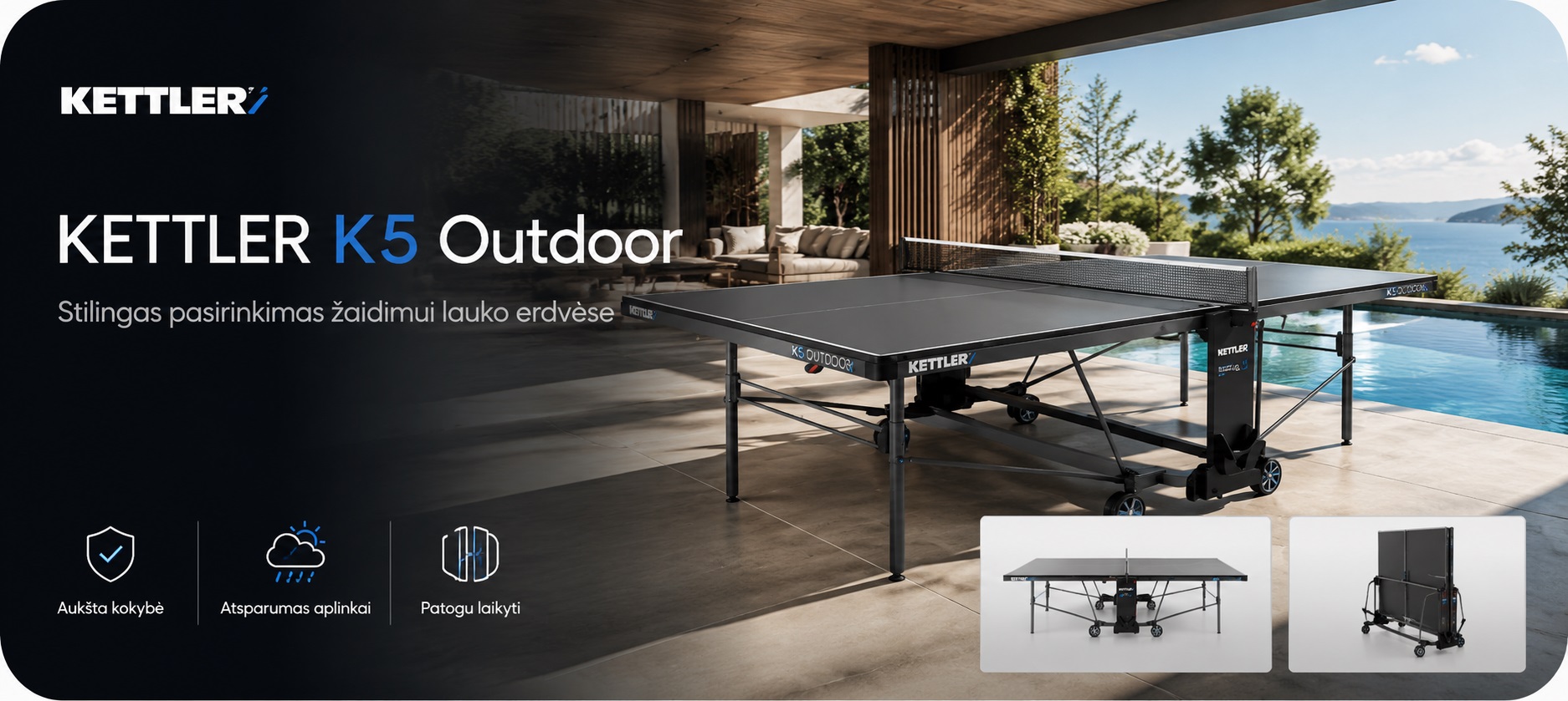 Teniso stalas outdoor 5mm KETTLER K5 aprašymas - Prekės nuotrauka