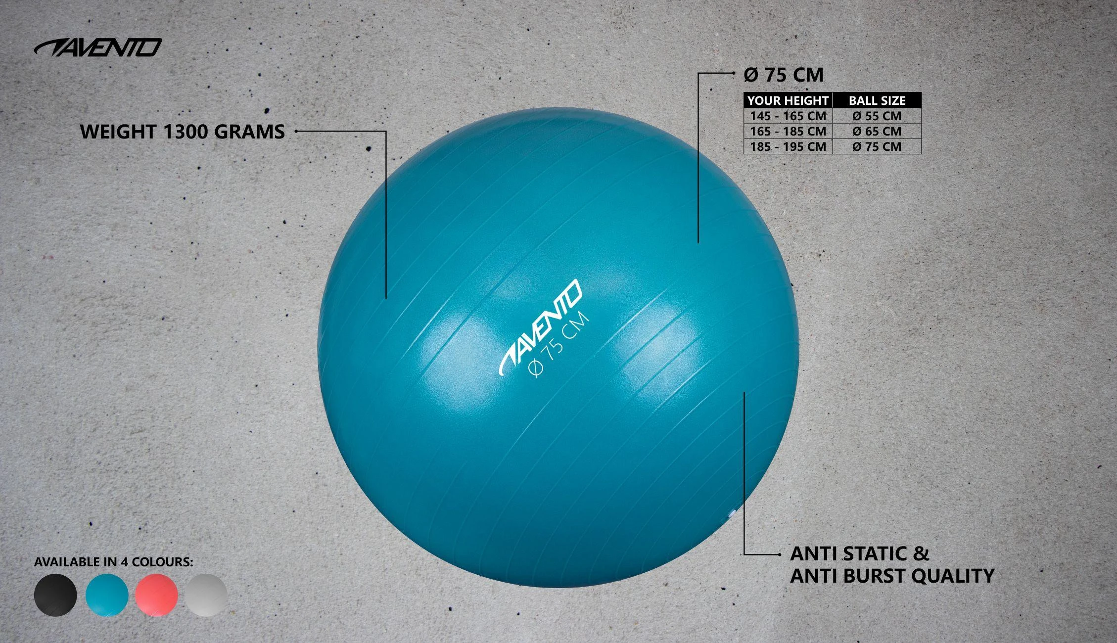 Gimnast. kamuolys AVENTO 42OC 75cm Sidabrinis