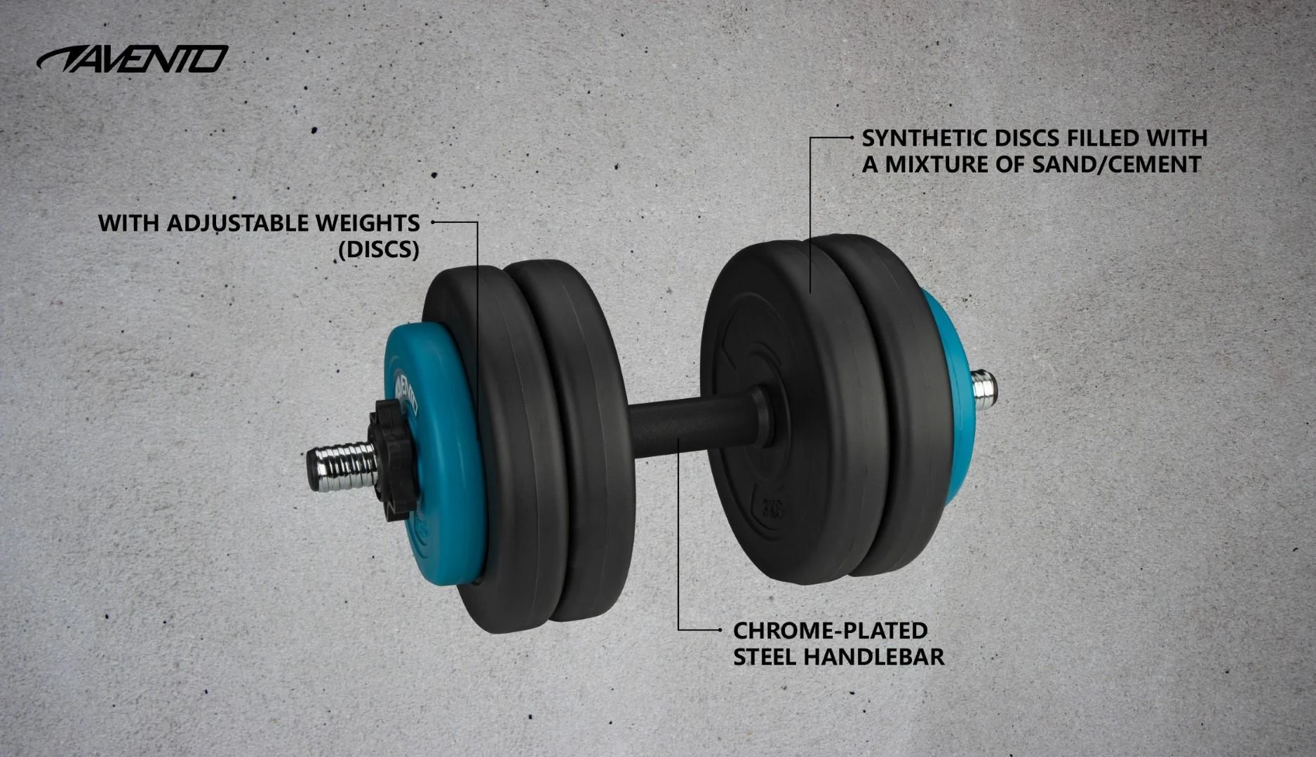 Schreuders Sport Hantelis keič. svorio 15kg AVENTO 42DF sintetinis