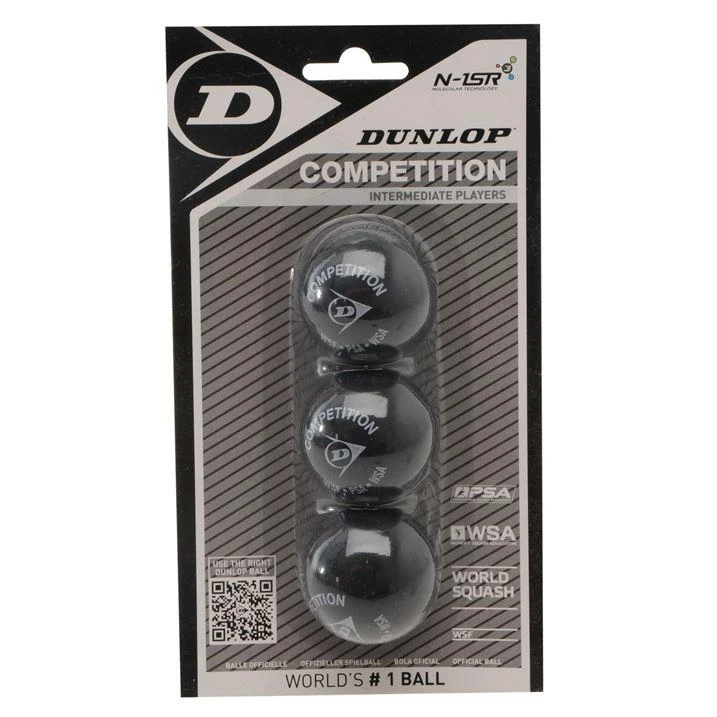 Dunlop Skvošo kamuoliukas Competition 3-blister,1gelt.taš