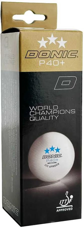 Stalo teniso kamuoliukai DONIC P40+ 3žv. ITTF 3vnt Baltas