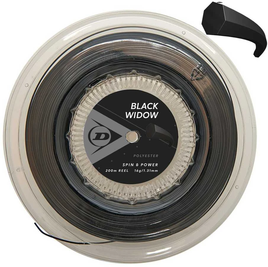 Dunlop Stygos tenisui Juodas WIDOW 16g/1.31mm 200m