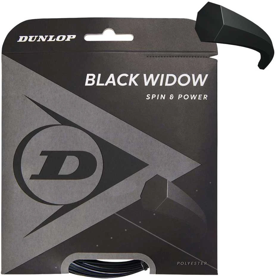 Dunlop Stygos tenisui Juodas WIDOW 16g/1.31mm 12m
