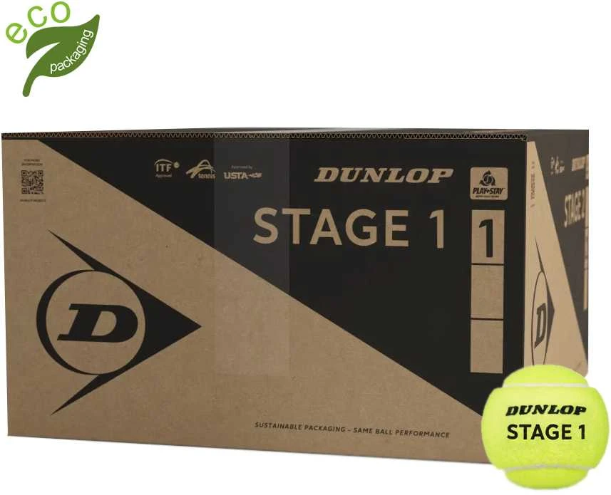 Teniso kamuol. DUNLOP STAGE 1 Žalias 18x4PET BOX ITF