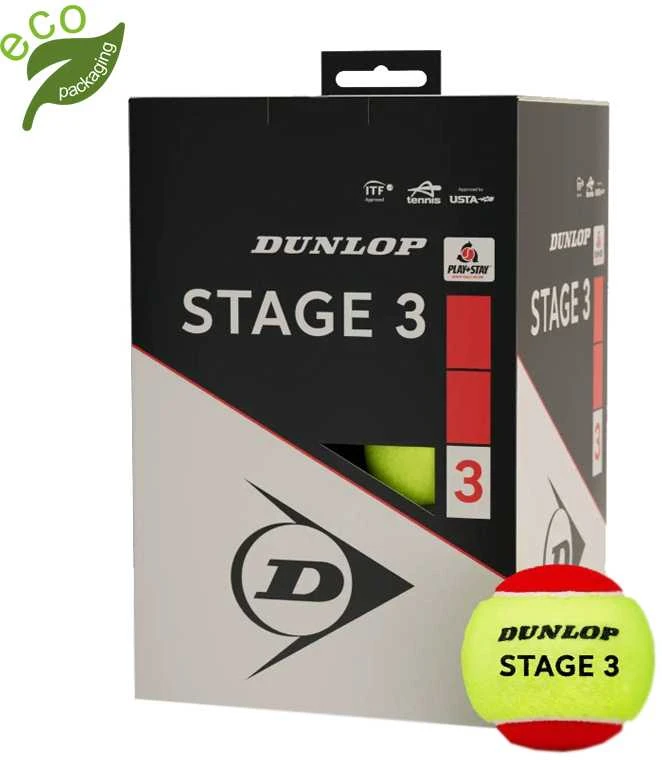Teniso kamuol. DUNLOP STAGE 3 Raudonas 12-box ITF