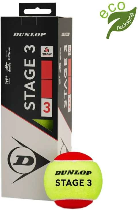 Teniso kamuol. DUNLOP STAGE 3 Raudonas 3-box ITF