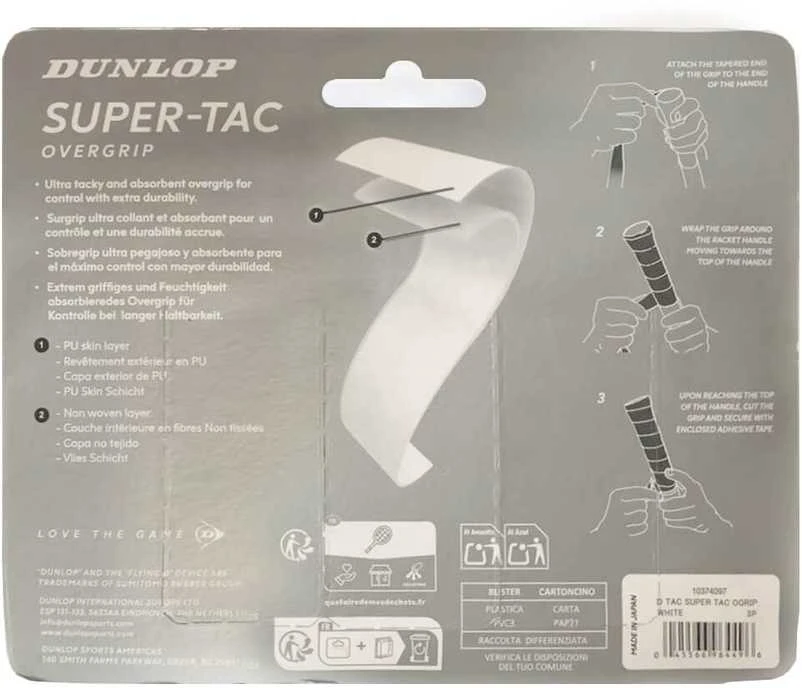Teniso raketės virš. apvija SUPER TAC 3vnt. baltas