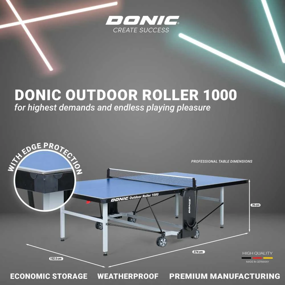 Teniso stalas outdoor 6mm DONIC Roller 1000 Mėlyna (Nemokamas pristatymas) (Nemokamas pristatymas)